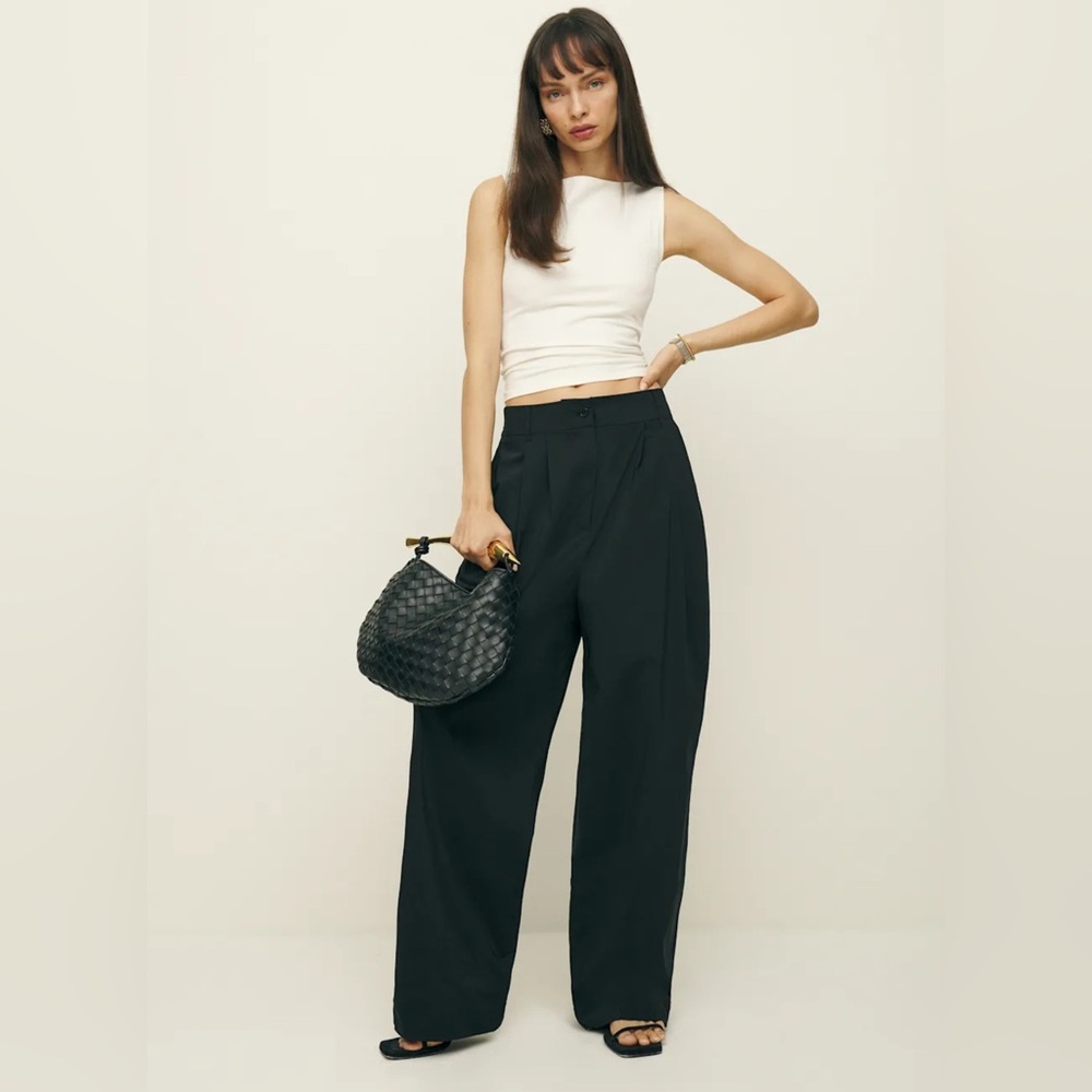 Reformation Black Wide-Leg Trousers